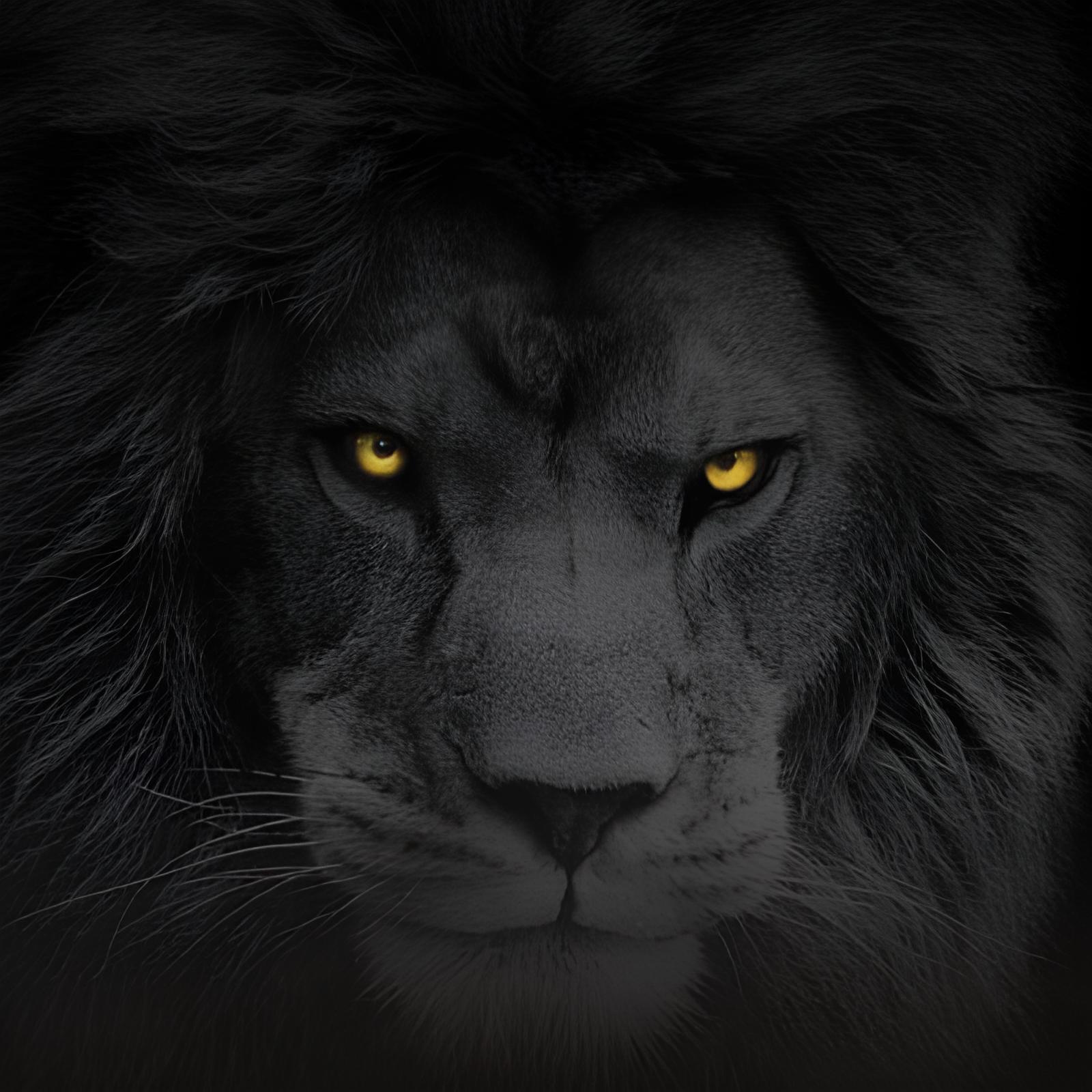 Un león de pelaje negro